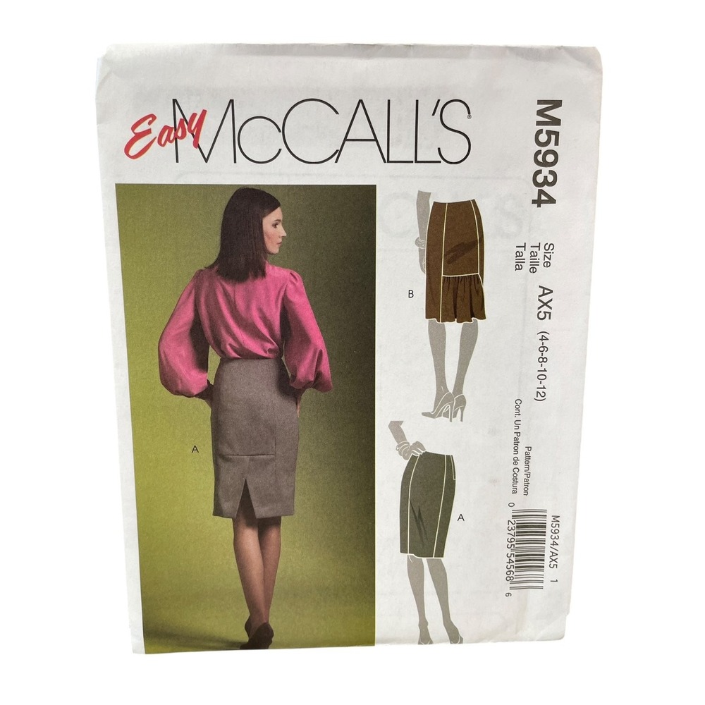 McCall's M5934 Skirt Sewing Pattern Misses Size 4-12 Tapered Princess Seams Easy